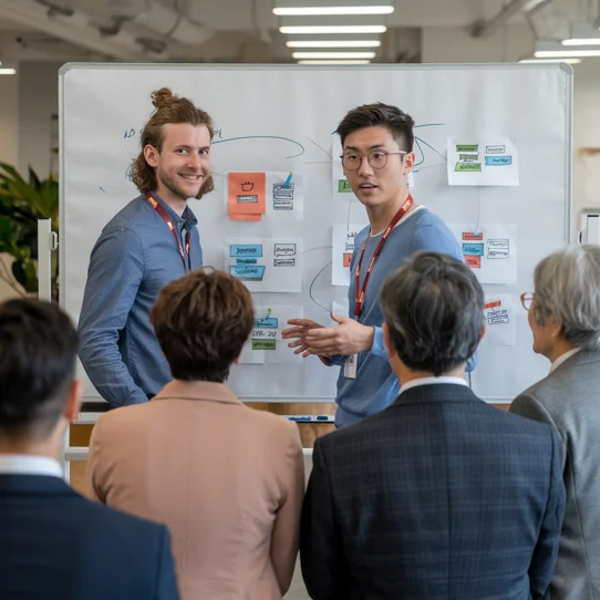 Team presenting a project plan